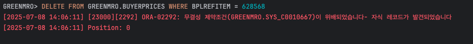 Oracle ORA-02292 integrity constraint violation error when deleting parent record with existing child records