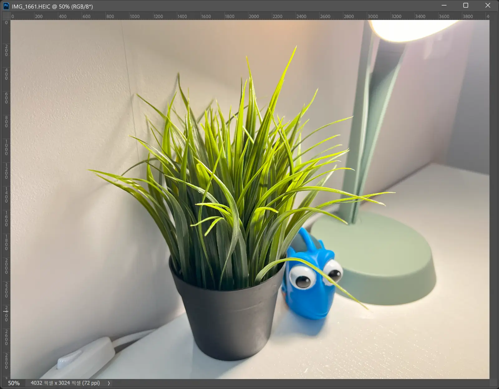 어도비 포토샵에서 heic 이미지를 열었을 때