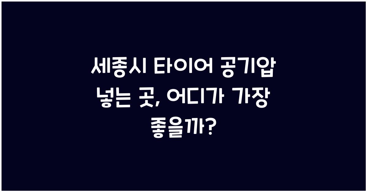 세종시 타이어 공기압 넣는 곳