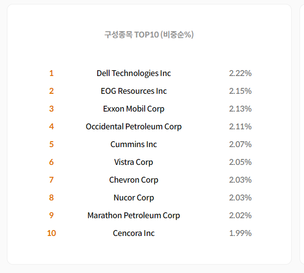 TIGER 미국캐시카우100 ETF (465670) - 구성종목