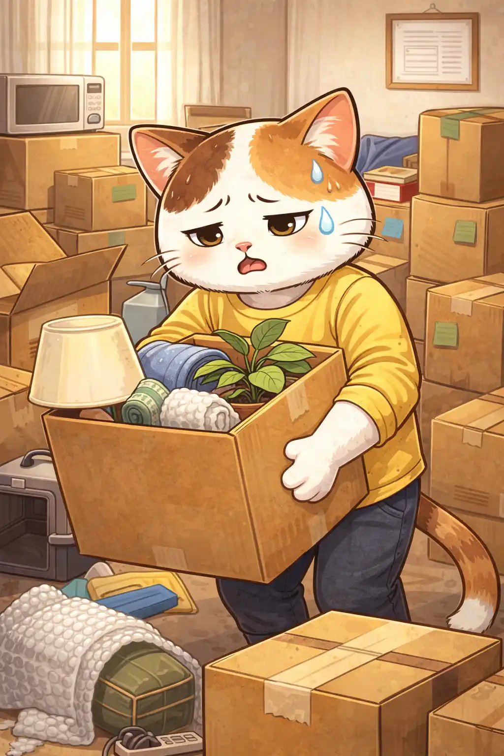 계약갱신청구권 거부로 인해 힘겹게 짐을 정리 중인 세입자