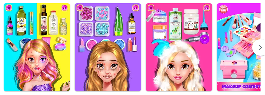 메이크업 키트 DIY 드레스업 게임 엡, 화려한 화장품과 나만의 메이크업 레시피