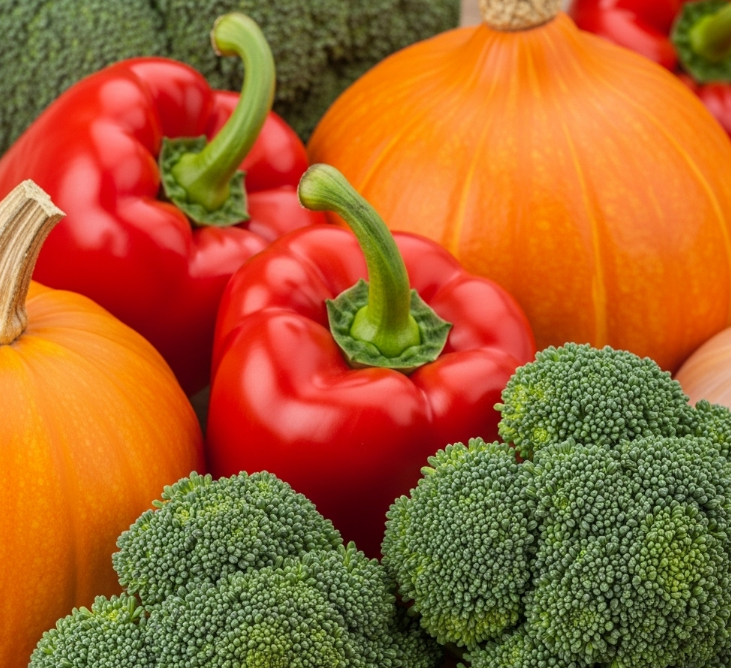 계절별 영양소가 풍부한 신선한 채소와 과일 이미지