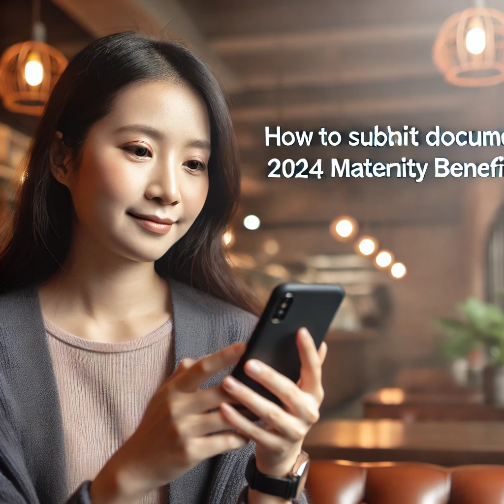 출산급여 신청을 위해 서류를 준비하는 여성