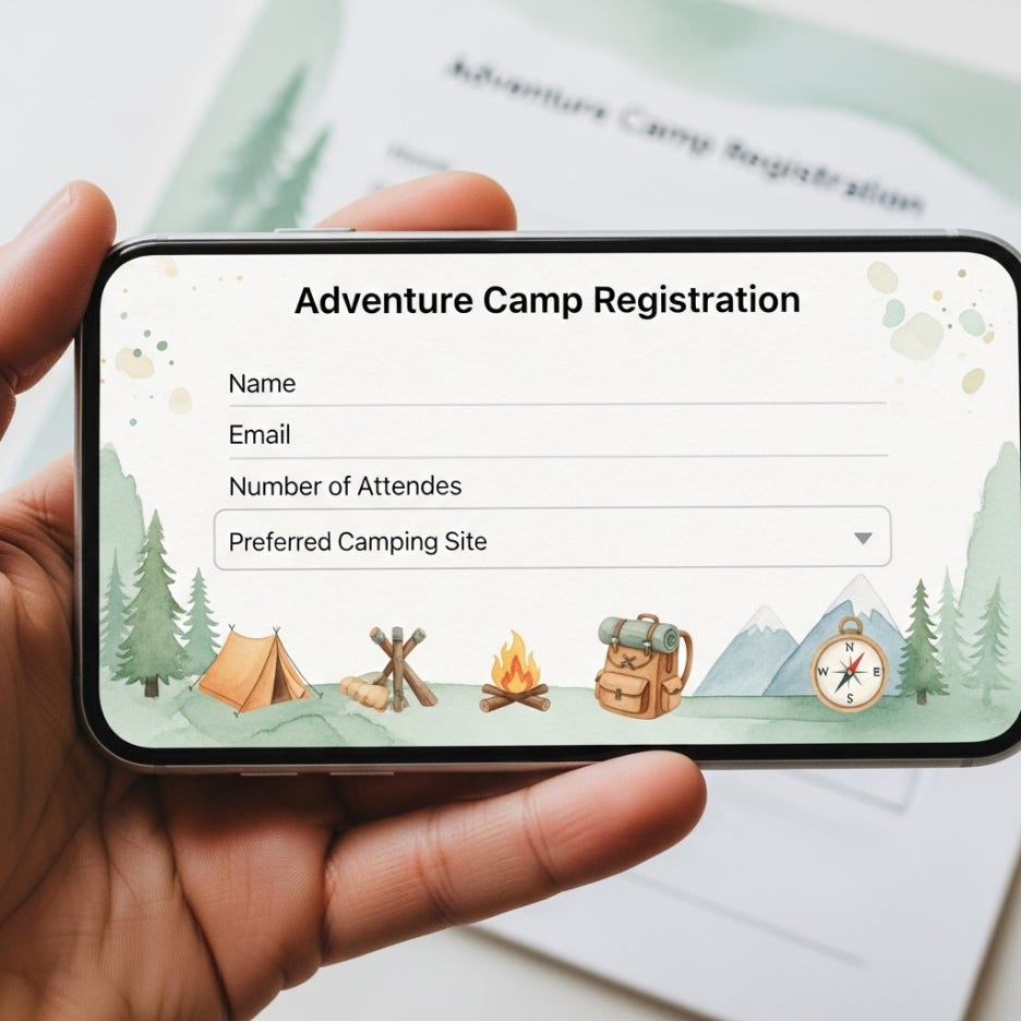 스마트폰으로 간편하게 행사 사전등록을 진행하는 손의 모습