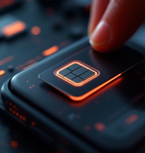 유심칩을 집어드는 이미지