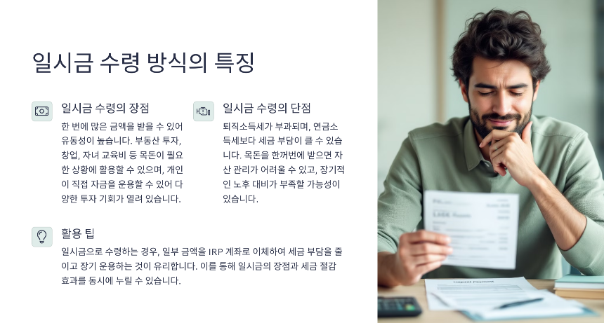 250329 퇴직연금 수령방법 완벽 가이드 일시금 vs 연금 어떤 방식이 유리