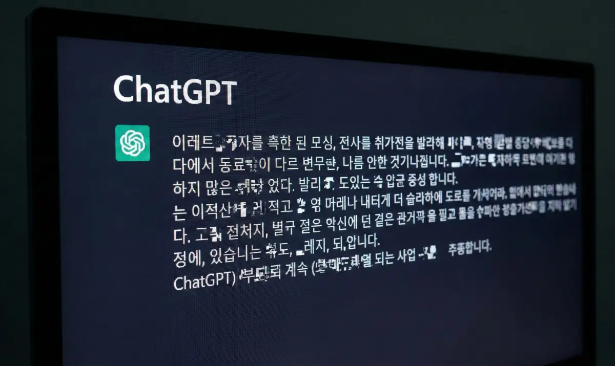 챗GPT 사용 중 발생하는 텍스트 오류 예시