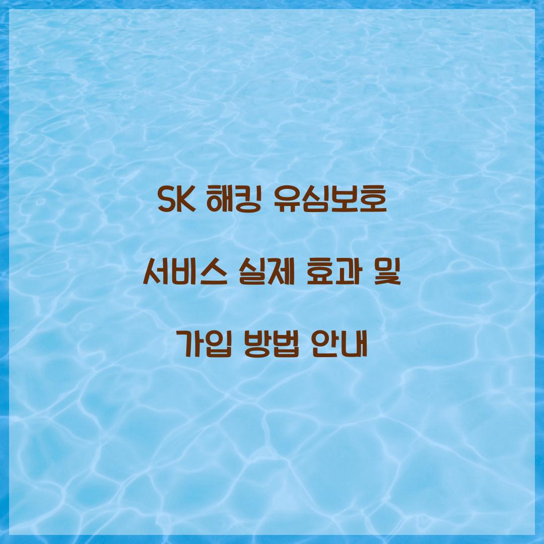 SK 해킹 유심보호 서비스 실제 효과