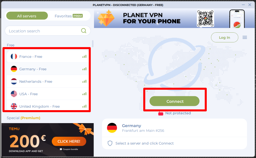 Free VPN Planet 주요 기능 소개