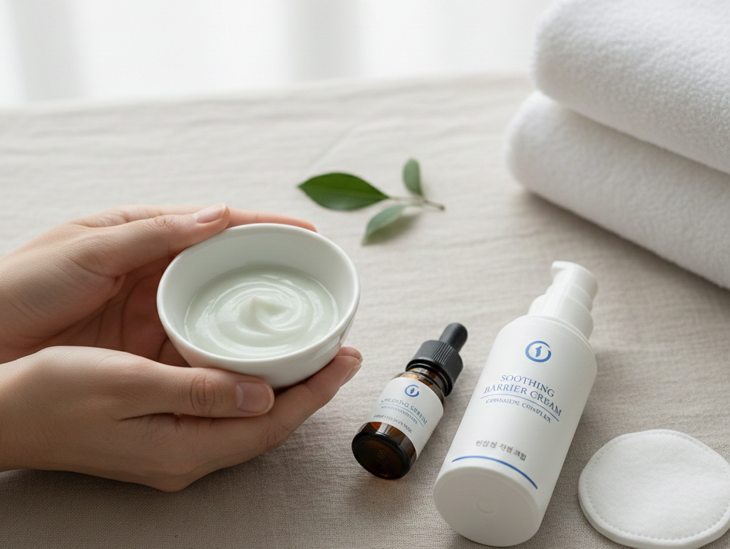 예민한 피부에는 단순한 보습 위주의 관리가 도움이 될 수 있습니다