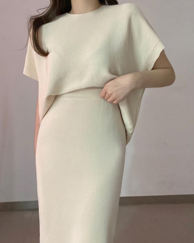 셀링 썸머 니트 스커트 투피스 세트