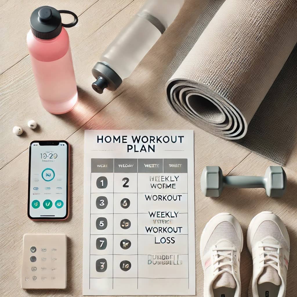 아령, 요가매트, 운동화 사진, 홈트 초보 다이어트