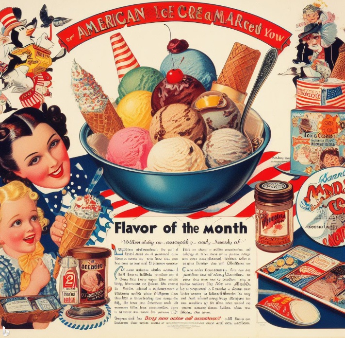 1930년대 미국 아이스크림 광고 Flavor of the Month(made by Bing)