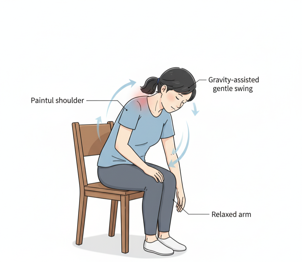 오십견 진자 운동 스트레칭 자세