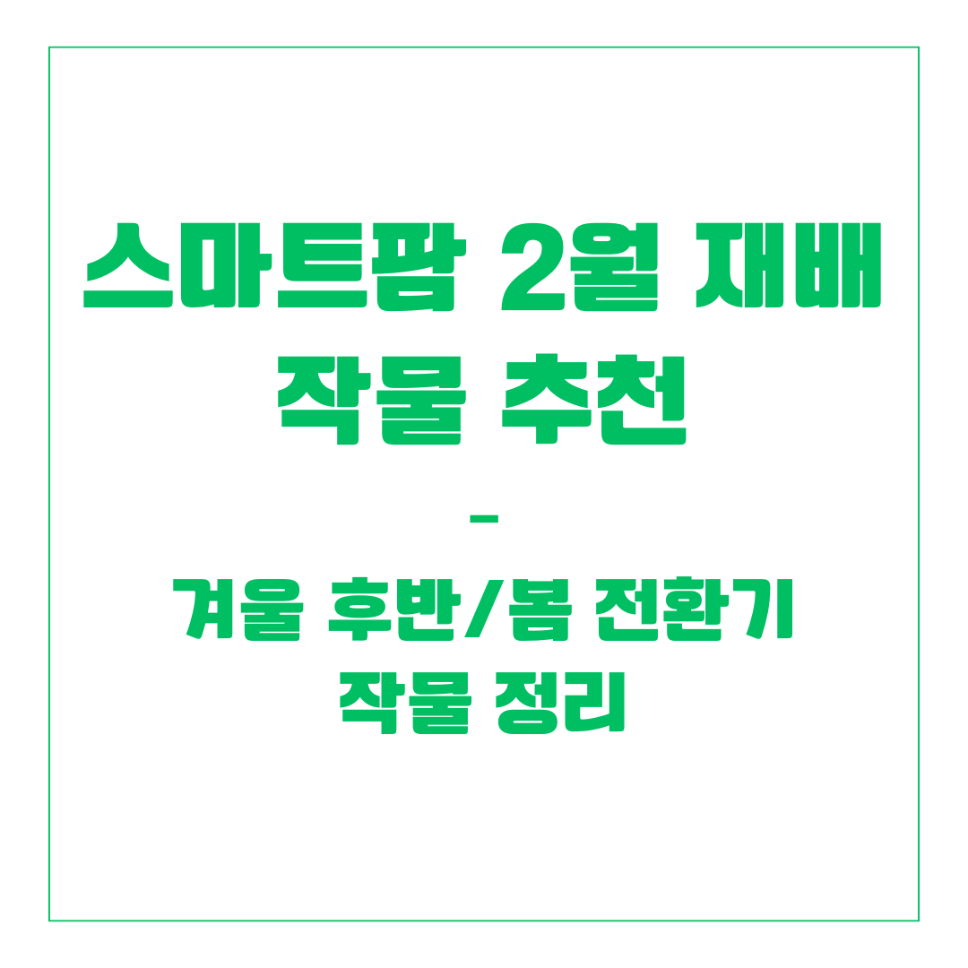 스마트팜 2월 재배 작물 추천 &ndash; 겨울 후반/봄 전환기 작물 정리