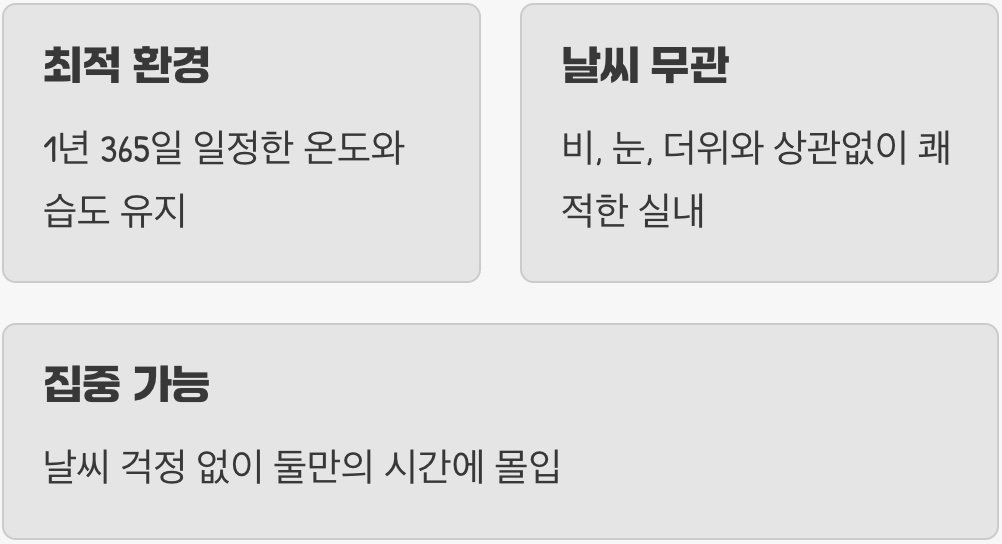 날씨와 상관없는 완벽한 쾌적함