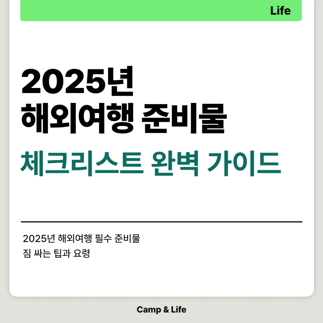 2025 해외여행 준비물 체크리스트, 완벽 가이드