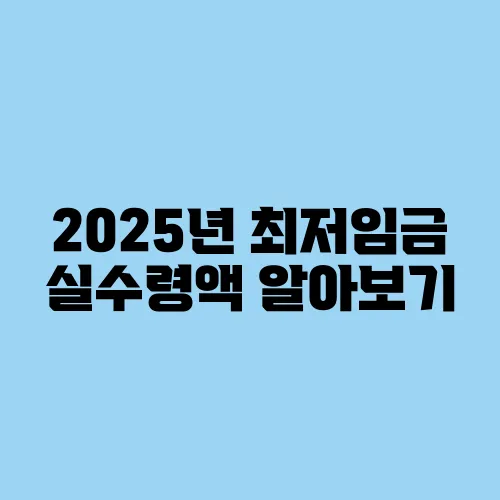 2025년 최저임금 실수령액 알아보기