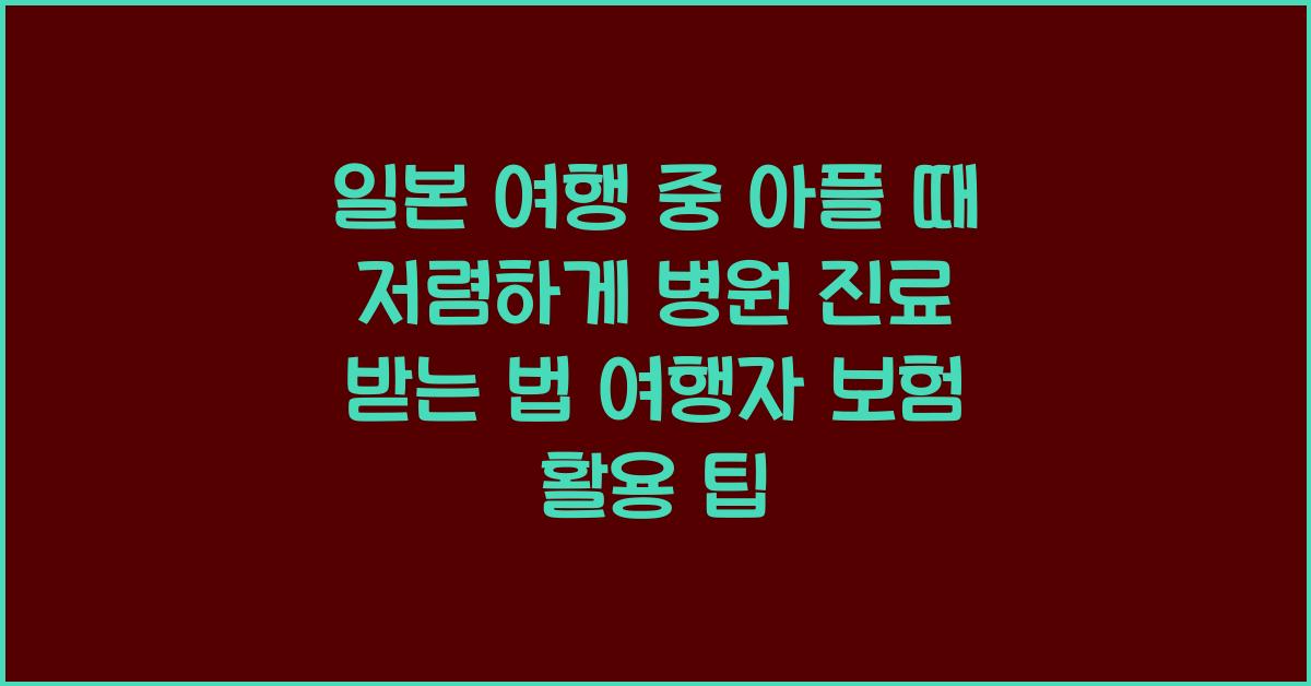 일본 여행 중 아플 때 저렴하게 병원 진료 받는 법 여행자 보험 활용