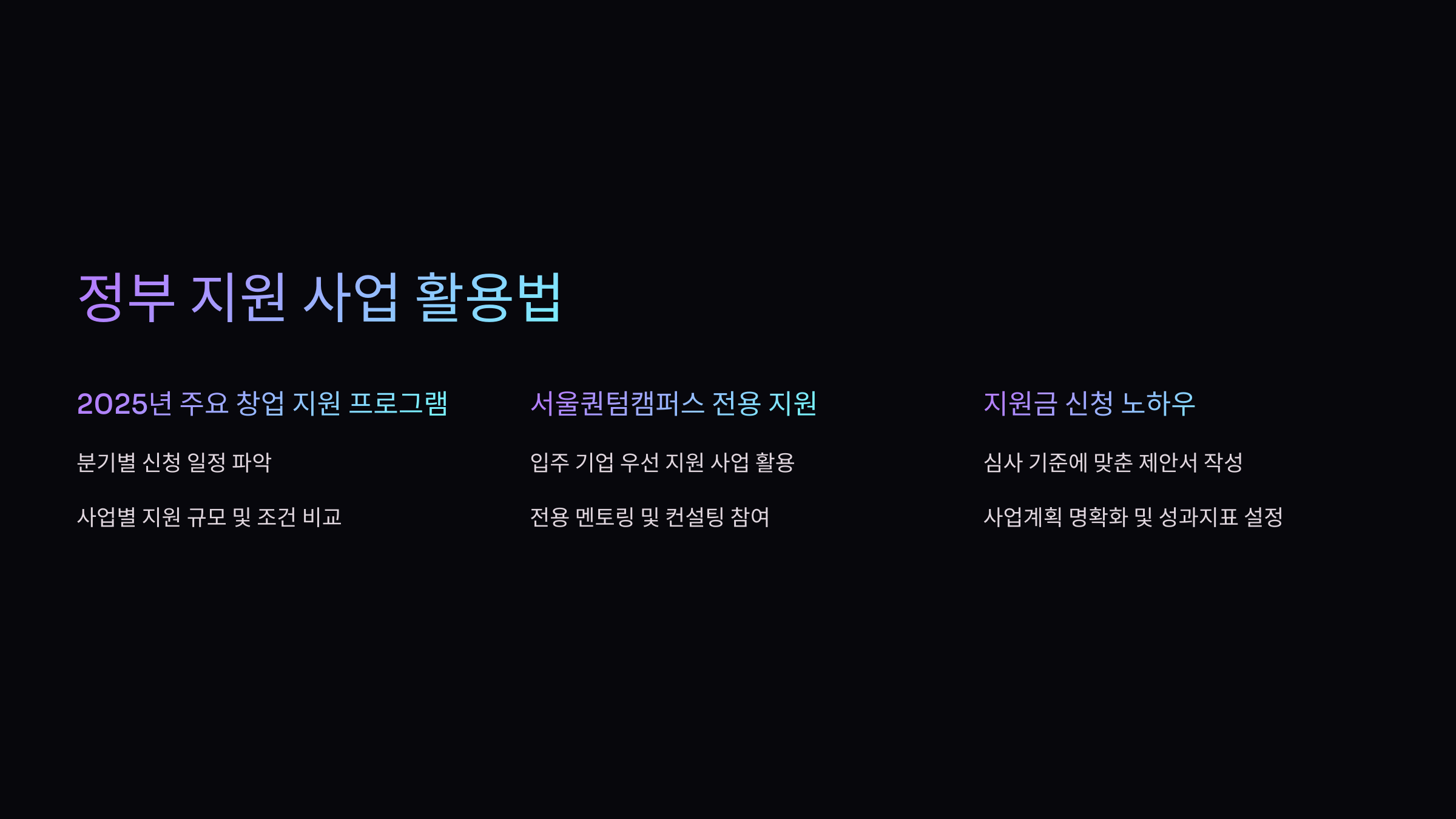 정부 지원 사업 활용법