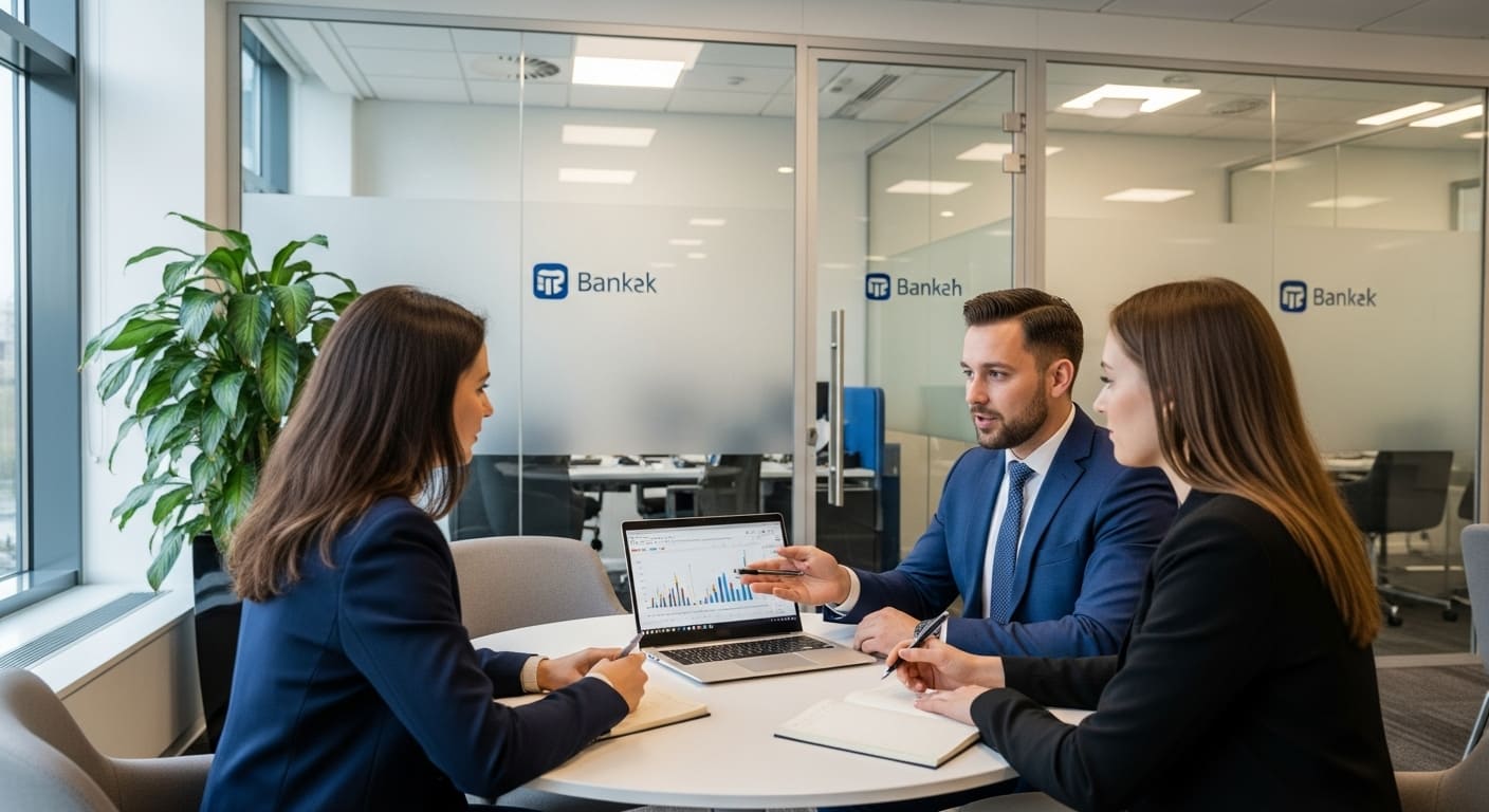 은행 창구에서 상담받는 장면