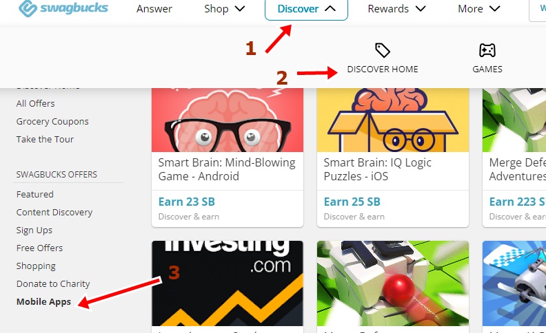 모바일 앱에서 SB벌기