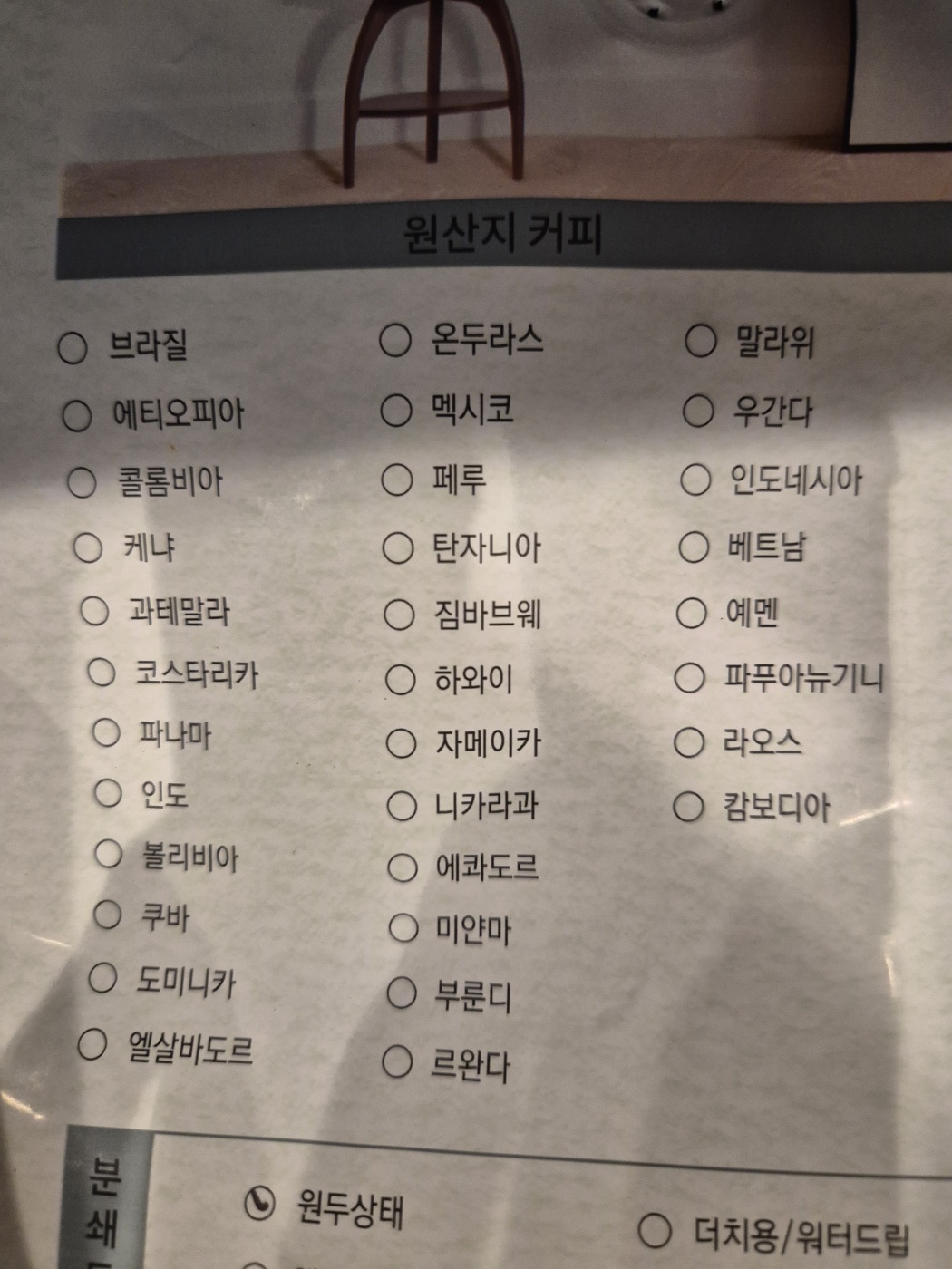 다양한 원두 종류