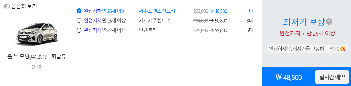 돌하루팡 렌트카 가격비교