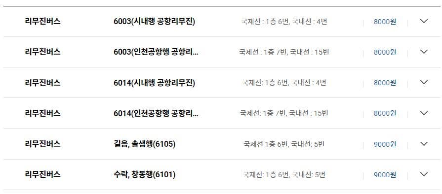 김포공항 리무진 버스 시간표