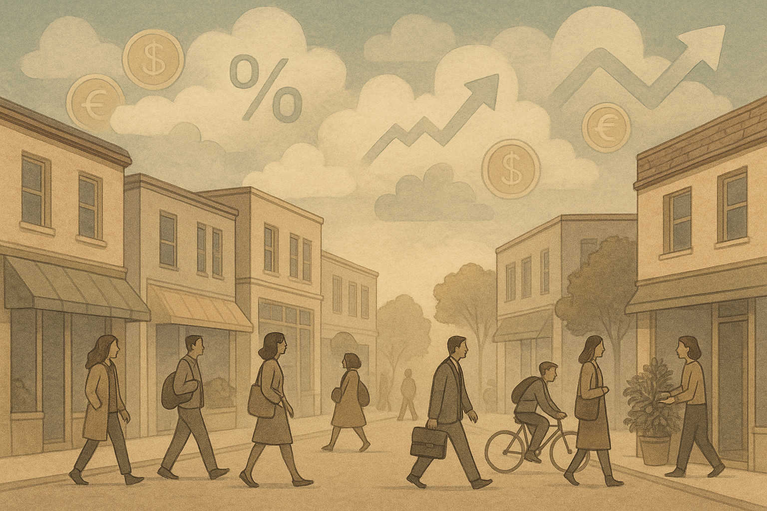 일상 생활 속 보이지 않는 경제 흐름 일러스트