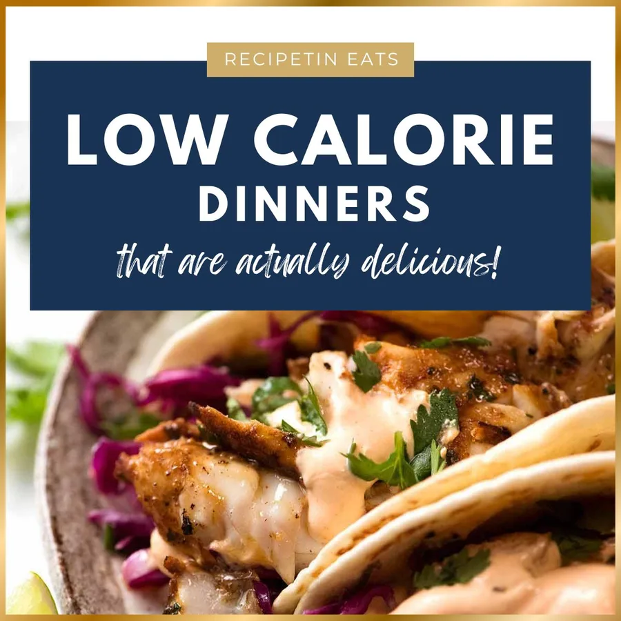 타코 사진 위에 LOW CALORIE DINNERS 라고 굵은 글씨가 쓰여져 이ㅆ는 이미지