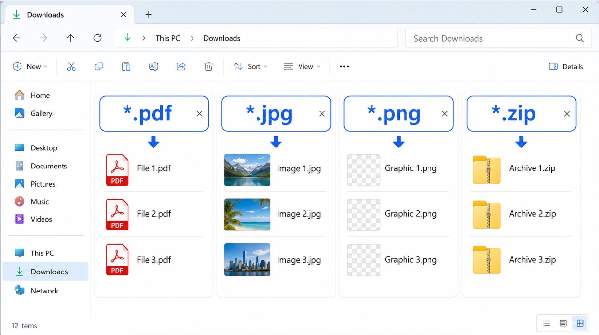 PDF&middot;JPG&middot;PNG&middot;ZIP 확장자로 파일 찾는 예시 이미지