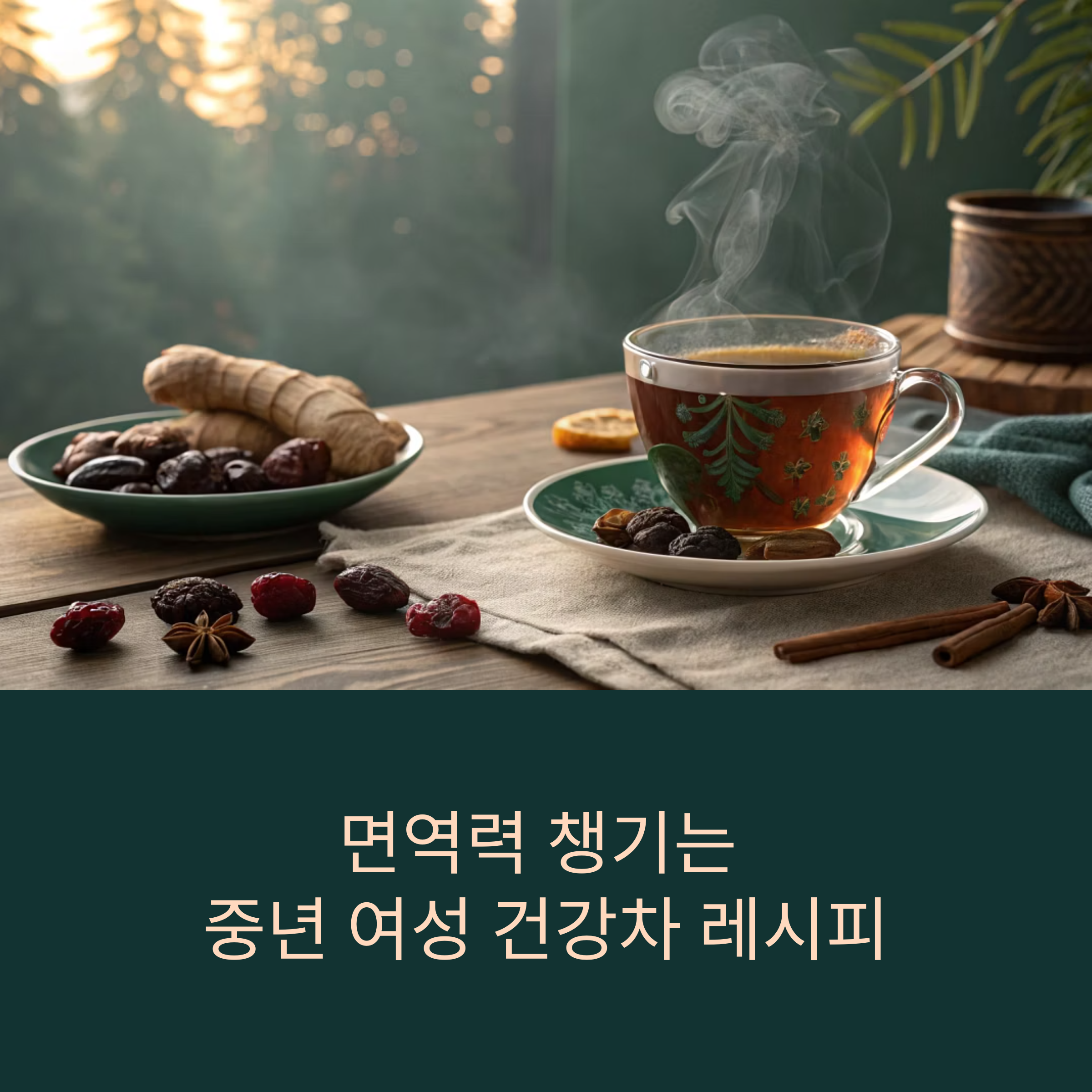 면역력 챙기는 중년 여성 건강차