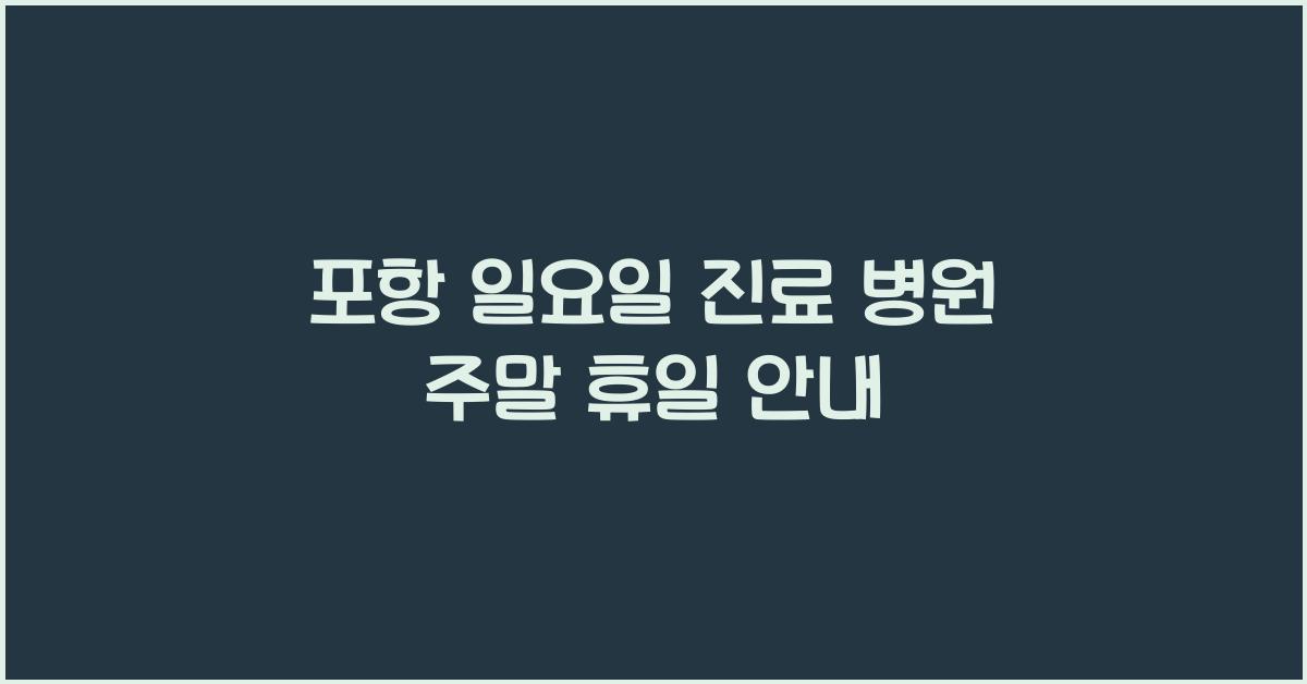 포항 일요일 진료 병원 주말 휴일