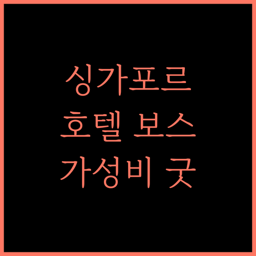 싱가포르 호텔 추천 호텔 보스 싱가포