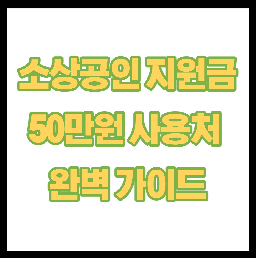소상공인 지원금 50만원 사용처 완벽 가이드