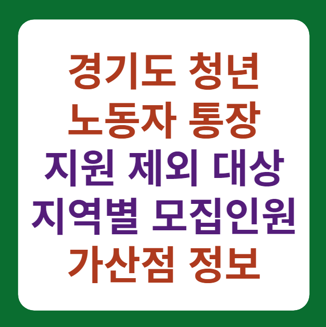 2024 경기도 청년 노동자 통장 지원 제외 대상, 지역별 모집 인원 썸네일 이미지