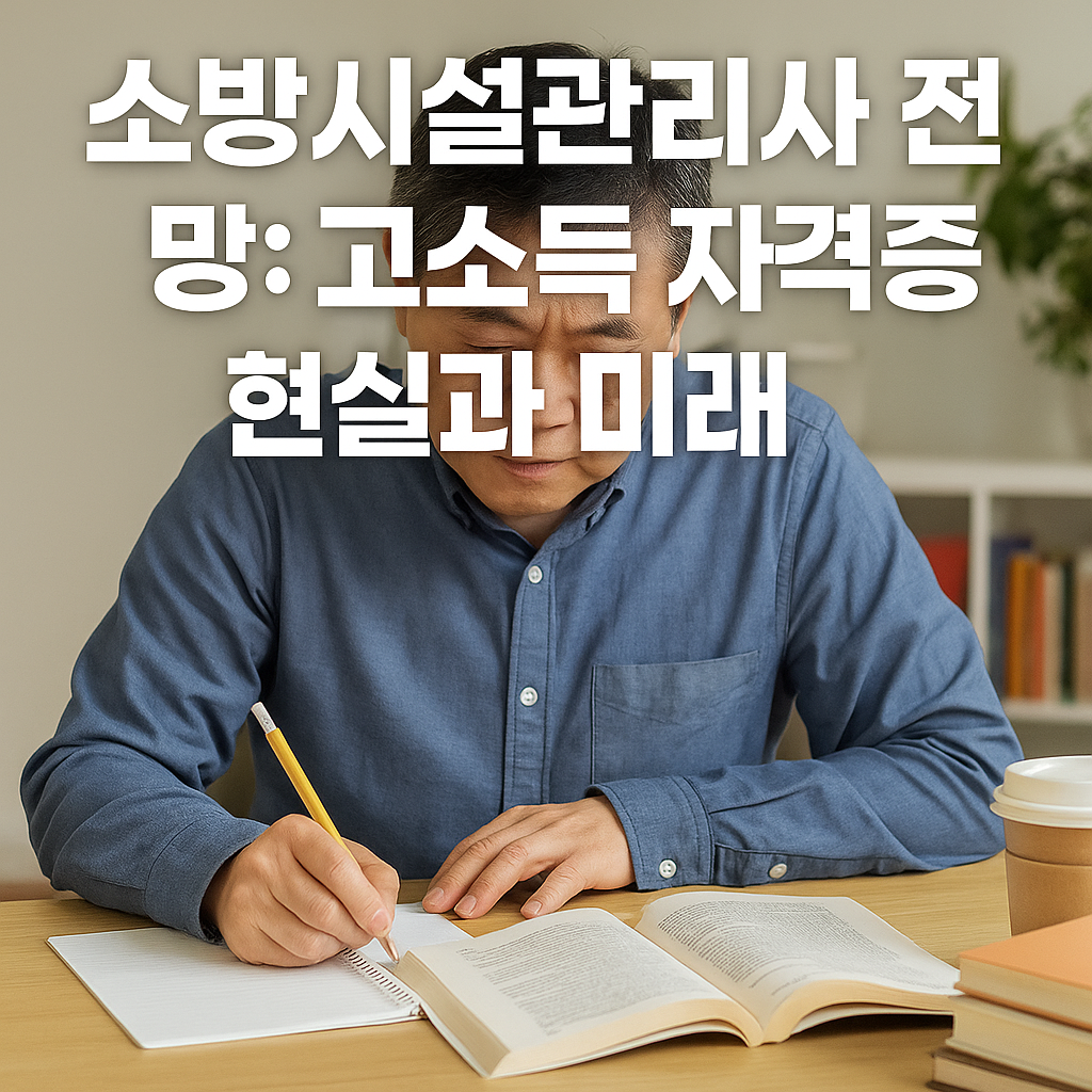 소방시설관리사 전망에 대해 공부하는 중장년 남성