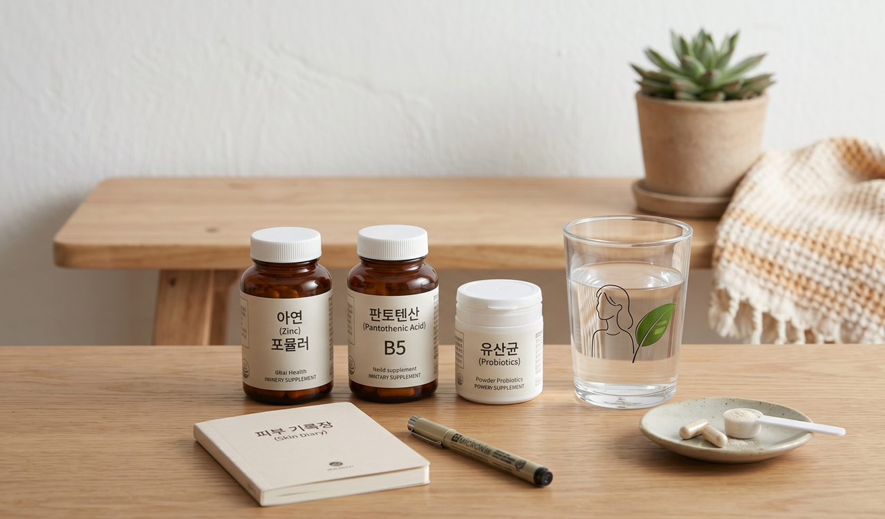 몸 여드름을 위한 이너뷰티 루틴 아연 판토텐산 유산균 (Inner beauty routine for body acne Zinc Pantothenic acid Probiotics)