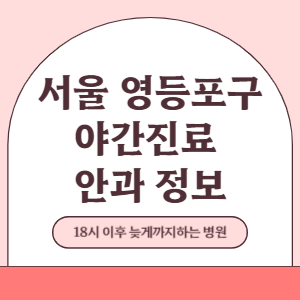 서울 영등포구 야간진료 안과 병원 (18시 이후 늦게까지하는 병원)