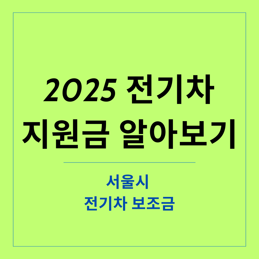 2025전기차 지원금 알아보기 - 서울시 전기차 보조금