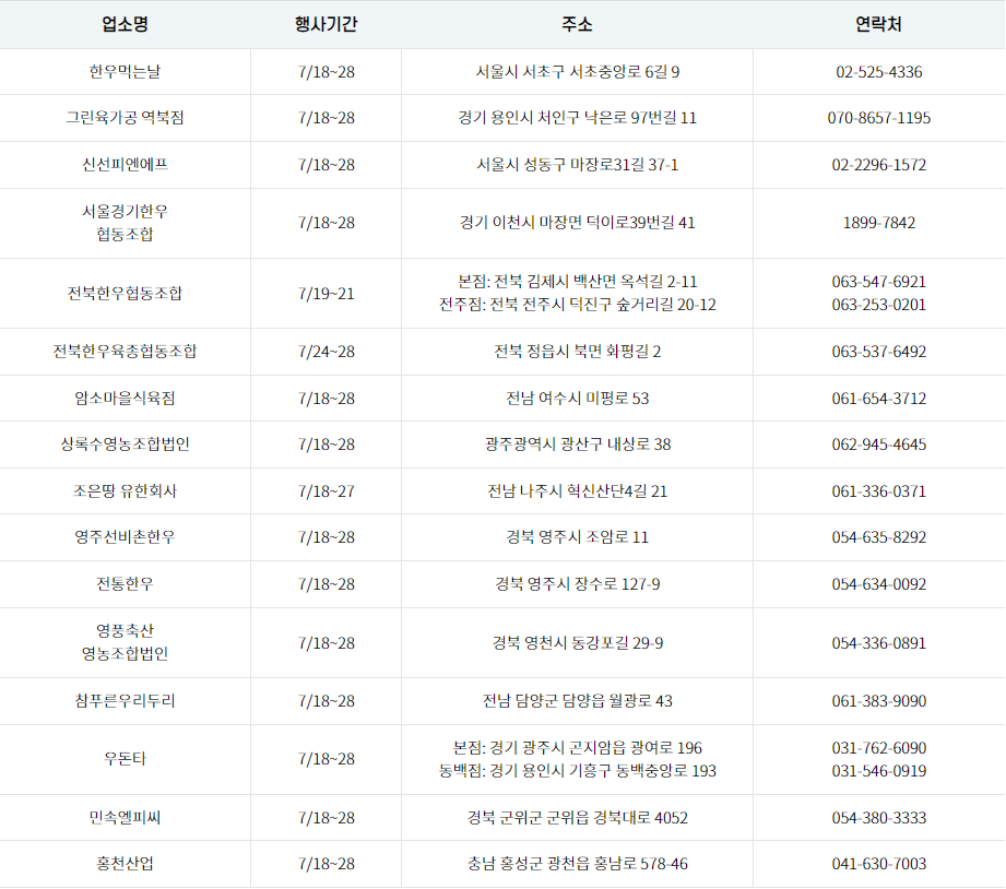 소프라이즈 2024 한우할인 최대 50%세일! 온라인판매처 정보