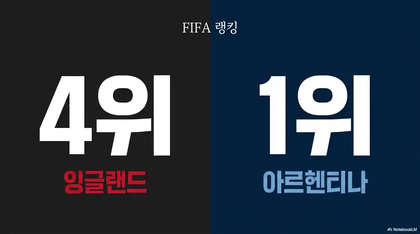 잉글랜드와 아르헨티나 FIFA 랭킹 비교 잉글랜드 4위 아르헨티나 1위