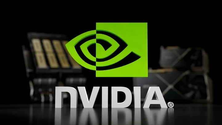 엔비디아 로고와 고성능 GPU 이미지, NVIDIA 그래픽카드 배경