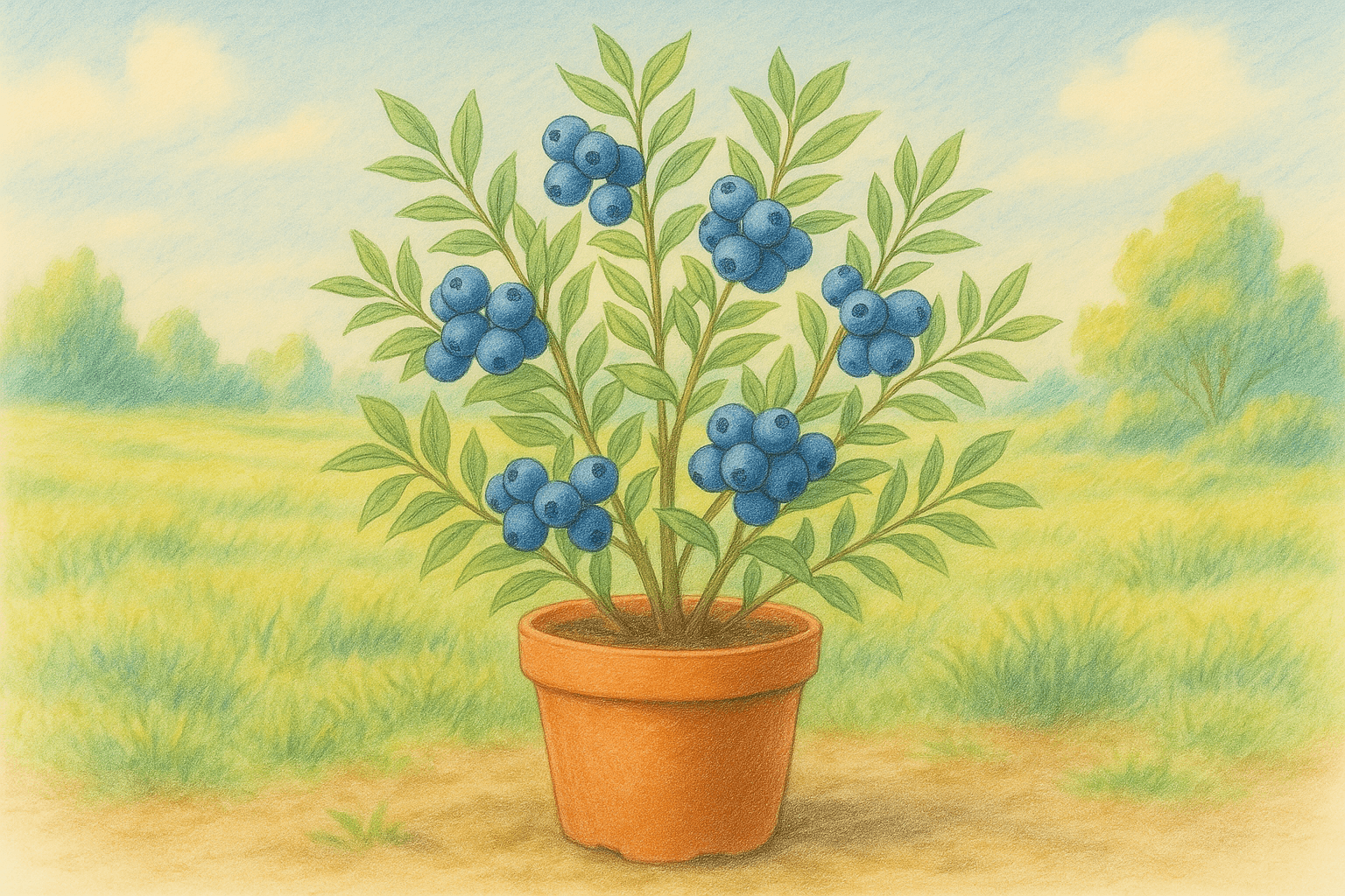 열매 맺은 블루베리 묘목