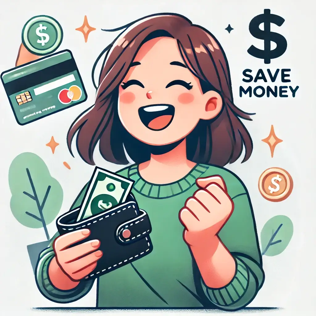 교통비 절약으로 기뻐하는 청년의 모습.