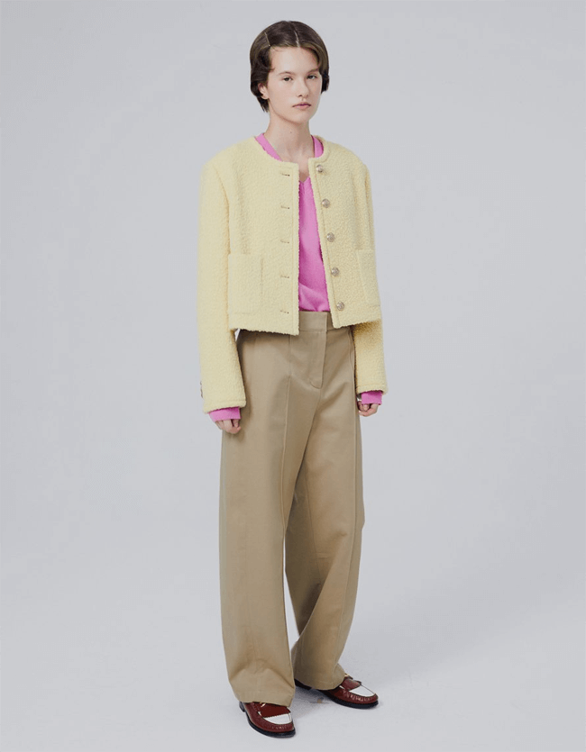 위아워스 옐로우 크롭 트위드자켓