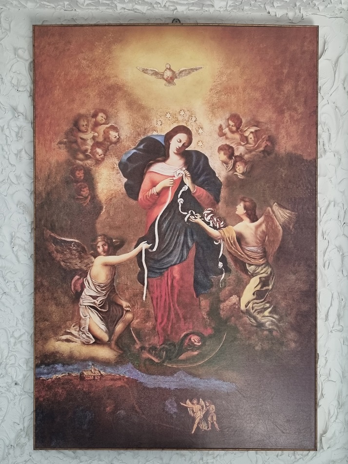 부산 금정성당 안에 있는 '매듭을 푸는 성모님' 그림입니다.