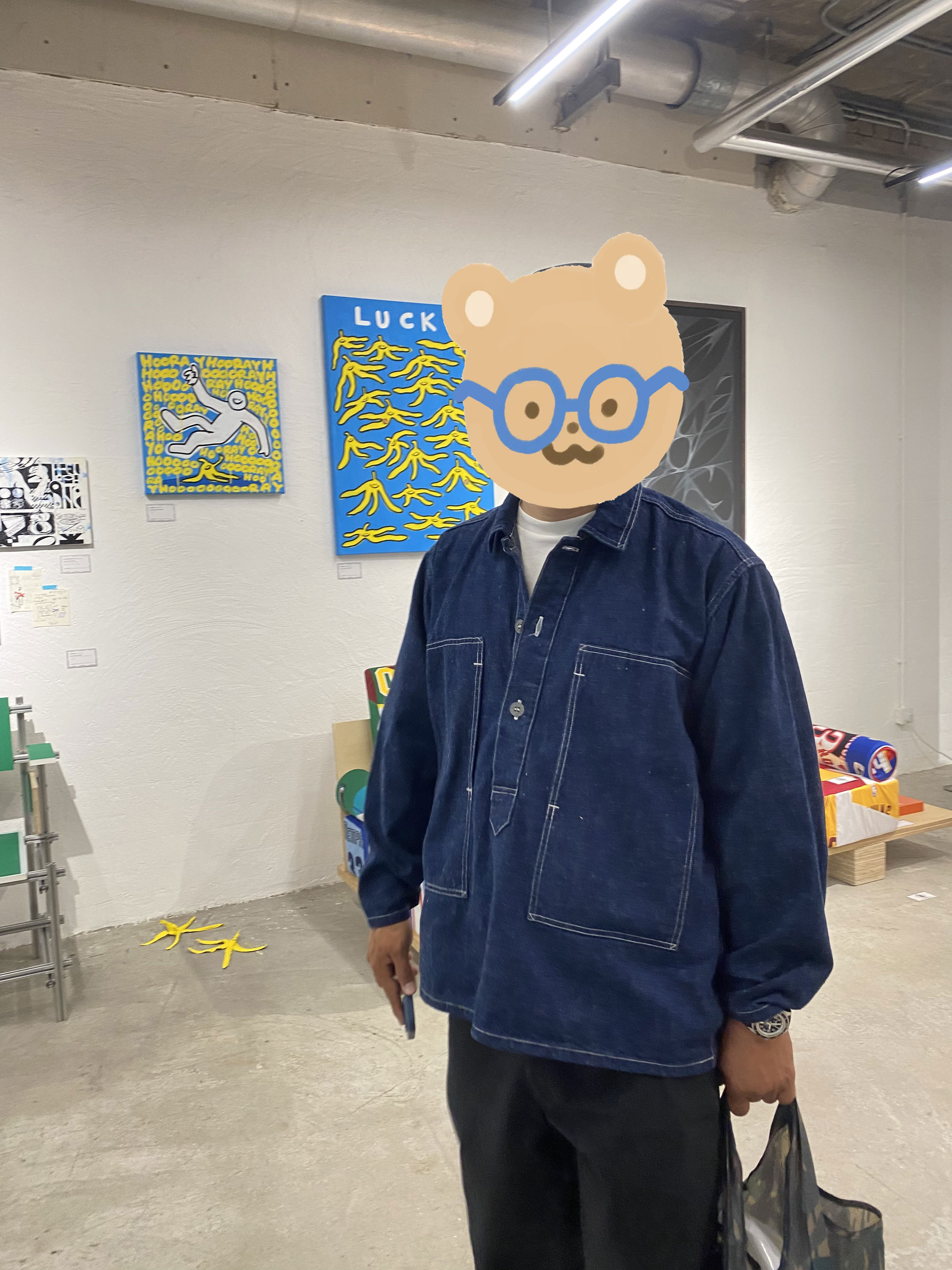 오어슬로우 데님 풀오버 착용샷